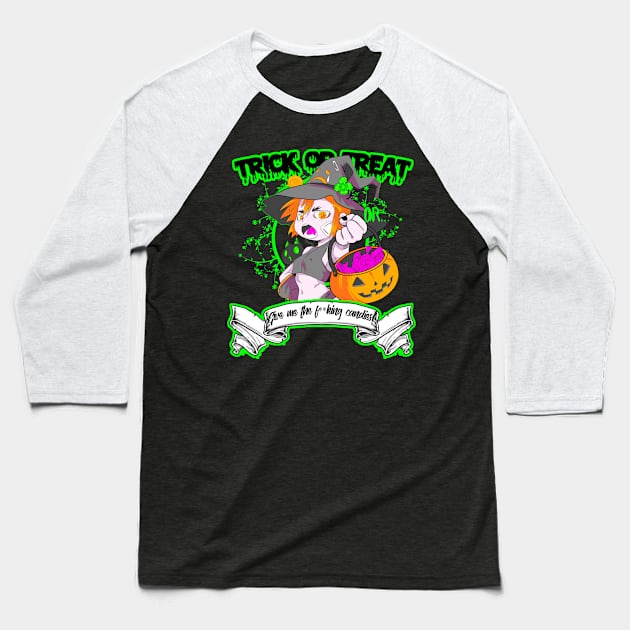 Trick or Treat Baseball T-Shirt by PsychoDelicia